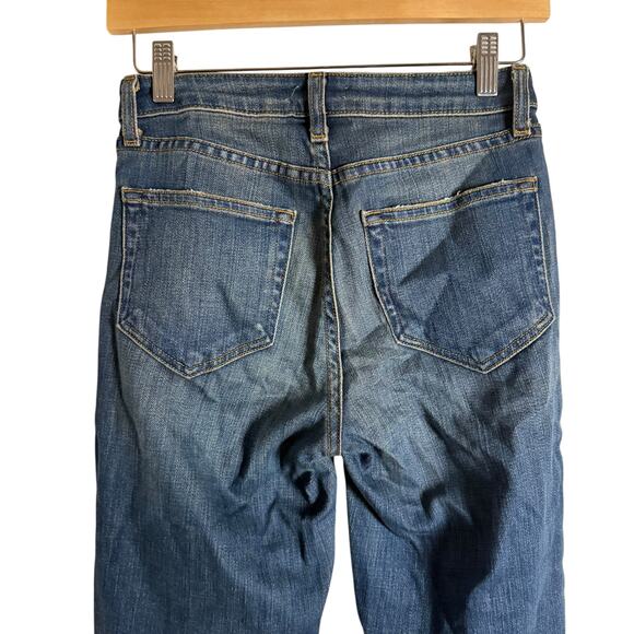 L’Agence Sada Slim Leg Cropped High Rise Raw Hem Denim Blue Jeans Size 24 - Picture 9 of 11